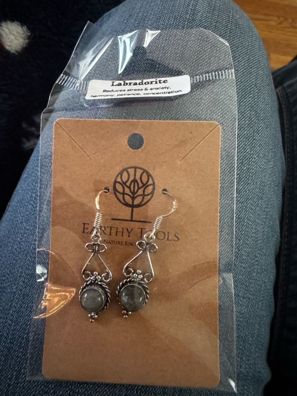 Labradorite Drop Earrings in Gray-Silver